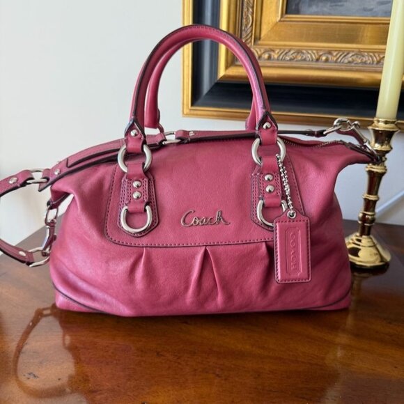 Coach F 15445 Ashley Leather Satchel Shoulder bag Handbag Pink Convertible Strap - Picture 1 of 14
